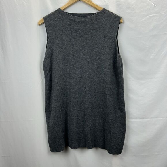 Eileen Fisher Sweaters - Eileen Fisher Large Wool Sleeveless Sweater Mock Neck Tunic Crew Neck Elegant